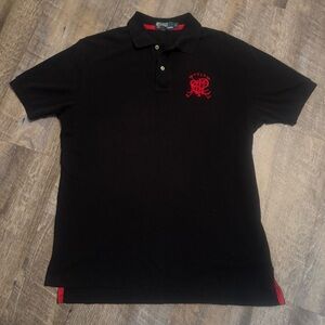 Polo Ralph Lauren Black Red Crest Logo Polo Shirt Men’s Size L Classic Fit